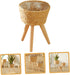 Floor Planter Stand Wicker Plant Stand Footed Wicker Baskets Flower Pot Base Floor Plant Stand Flower Pot Riser Holder Plant Flower Stool Stand Ha...