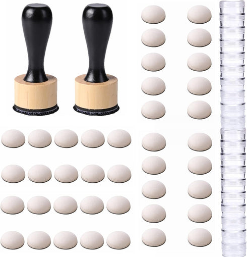 Mini Ink Blending Brushes Tools 2 Handle with 42 Refills Replacement Round Foams and 20 Plastic Storage Cases Stackable Jars Set for Scrapbooking ...