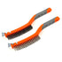 Wire Brush Set 2 Pcs Stainless Steel and Carbon Wire Scratch Brush with Advanced 14" Long Rubber Handle for Cleaning Rust Paint Remover, Welding, ...