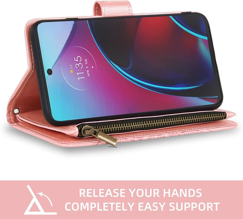 Asuwish Phone Case for Moto G Stylus 2022 4G Wallet Cover with Tempered Glass Screen Protector and Flower Flip Credit Card Holder Cell Accessories...