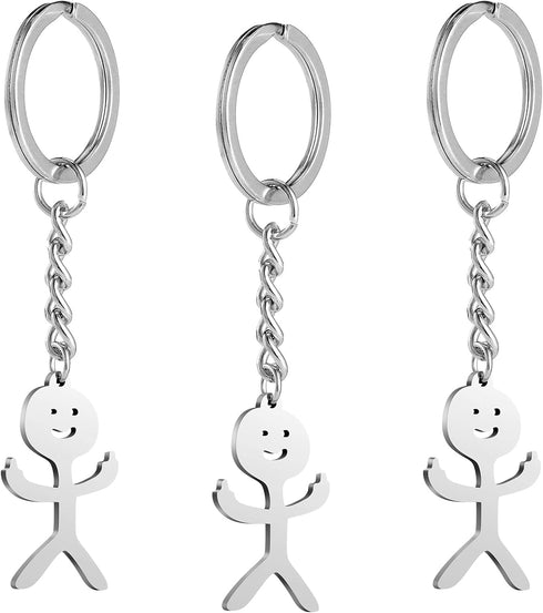 Junkin 3 Pcs Stainless Steel Funny Doodle Keychain 2024 Graduation Keychain Gifts Friendship Jewelry Women Men(Silver)...