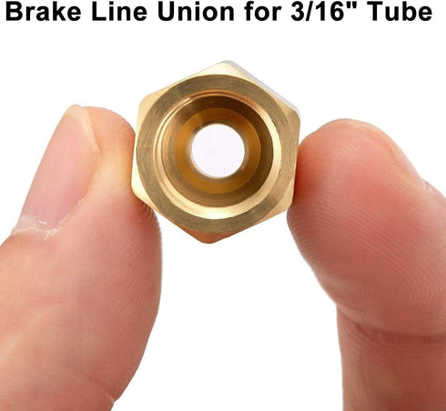 MuHize Brake Line Unions - 10 PCS Brass Inverted Flare Brake Line Unions (3/8" - 24 Threads) Assortment for 3/16" Brake Line Tube Fittings...