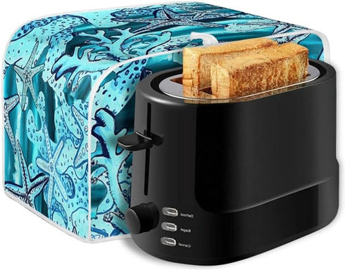 Starfish Blue Toaster Dust Cover, Polyester Fabric 2/4 Slice Toaster, Dust and Fingerprint Protection, Machine Washable...