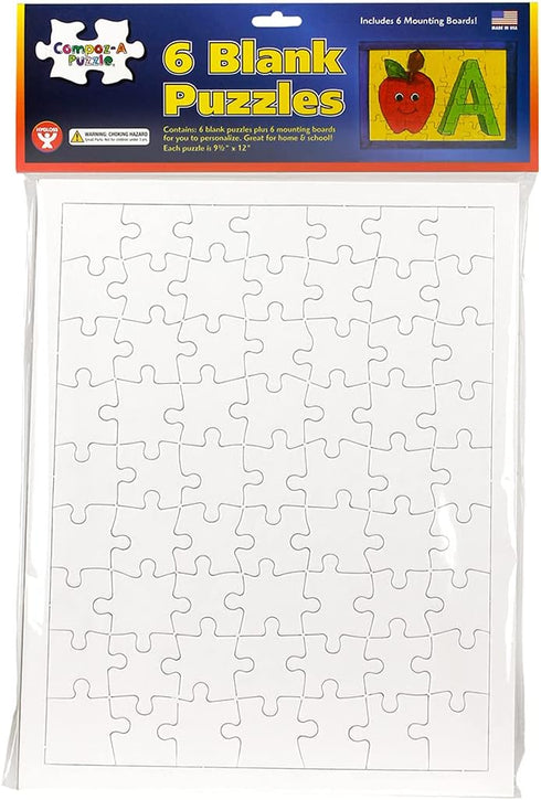 Hygloss Products - Blank Rectangle Puzzle for Decorating, Kids Jigsaw Activity, Party Favors and More - White, Sturdy - 8.5 x 11 Inches - Surround...