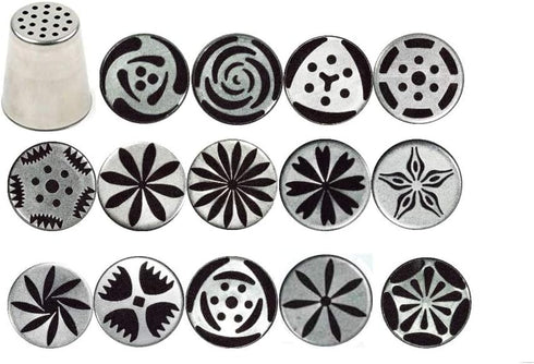 Ateco One Step Flower Russian Tube Set Includes Stainless Steel Tips:, 241, 242, 243, 244, 245, 246, 247, 248, 249, 251, 253, 254, 257, 258, 259...