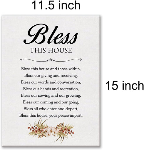 LEXSIVO Home Blessing Print Canvas Wall Art Home Decor Bless This House and Those Within Bless Our Giving and Receiving Painting 12x15 Canvas Post...