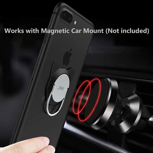 Cat Cell Phone Ring Holder Stand for Magnetic Car Mount,Rotating Phone Finger Ring Holder Grip Pop Kickstand for Smartphones(3 Pack Red Gold Black...