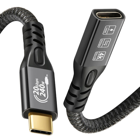 20Gbps USB C 3.2 Extension Cable, USBC 3.2 Gen2 Type-c Male to Female Extender Cable Ultra HD 4K@60Hz 240W Charging 20Gbps Data Transfer Compatibl...