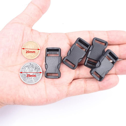 CooBigo 10pcs 1/2"(12.5mm) Side Release Buckles Plastic Black Quick Adjustable Buckle For Backpack Strap DIY Pets Collar Accessory...