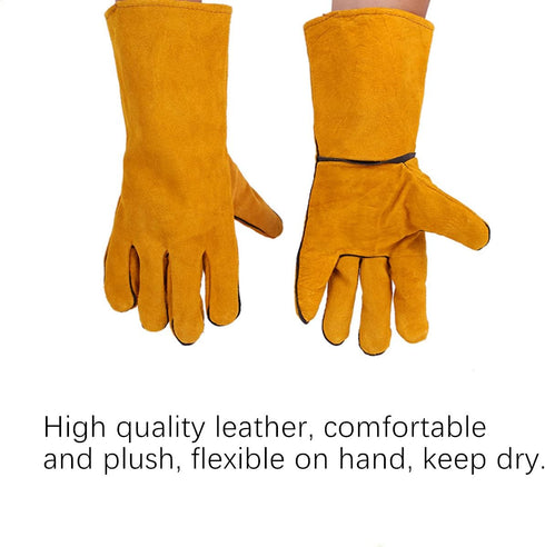 Yellow Leather Welding Gloves, 33cm/13inch...
