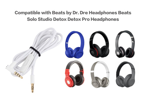 Solo 2 3 HD Replacement Headphone Audio Cable, Compatible with Beats by Dr. Dre Headphones Beats Solo Studio Detox Detox Pro Headphones 3.5mm Male...
