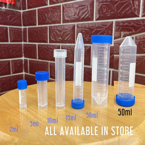 LAMPPE 10 Piece 50ml Plastic Vial Tube with Screw Caps, Graduated Leakproof Aquarium Water Test Tube Replacement Sample Vial Holder Container for ...