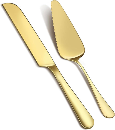 2Pcs Wedding Cake Knife and Server Set, Premium Cake Cutter includes 10.63" Cake Knife and 9.25" Pie Server, Stainless Steel Cake cutting set for ...
