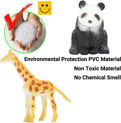 Animal Figurines Toys, 52 Pcs Small Mini Realistic Safari Zoo Plastic Animals Figures Learning Educational Toy Set for Kids Toddlers Jungle Wild F...