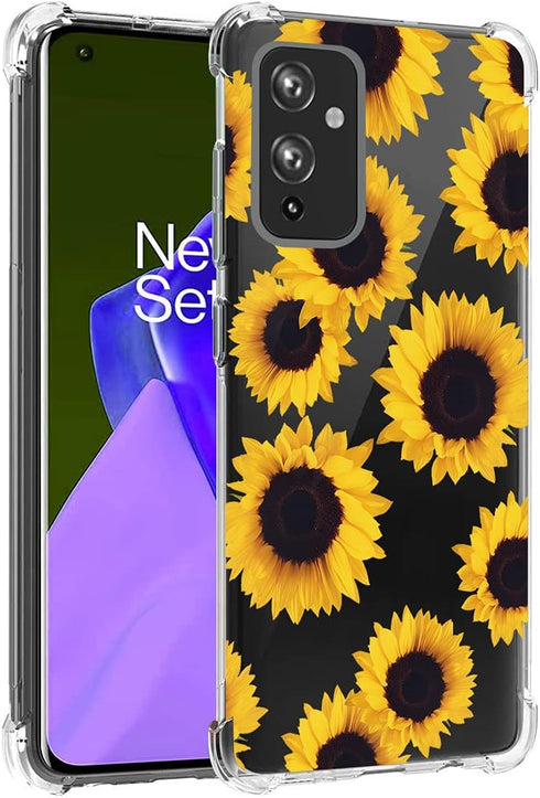 Case for OnePlus 9 Case, OnePlus 9 Case for Girls Women, Clear Floral Soft Flexible TPU Slim Phone Protective Case Cover for OnePlus 9 (Sunflower)...