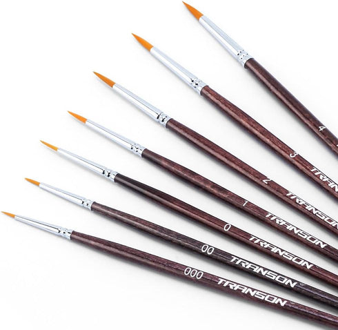 Transon Small Detail Paint Brushes 7pcs for Model Painting Acrylic, Gouache, Oil, Tempera and Face Painting...