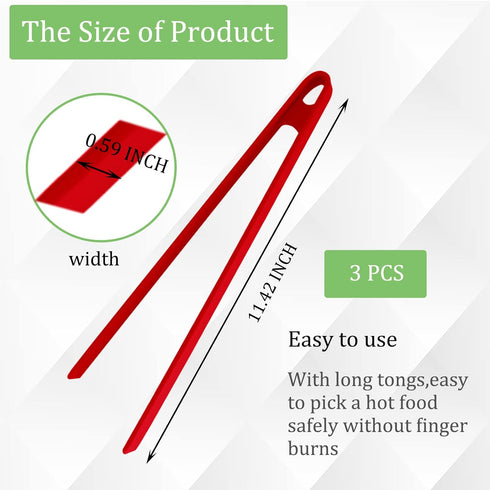 3PCS Silicone Toast Tongs, Trivet Tongs for Cooking, 11.8Inch Silicone Kitchen Tong with Anti-slip Design, Long BBQ Grilling Tongs for Toaster, Pa...