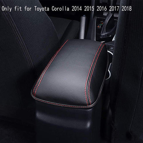 Leegi AAGIILEEYO Car Armrest Box Cover Center Console Saver Covers for 2014 2015 2016 2017 2018 2019 Toyota Corolla,Black with Red Stitches...