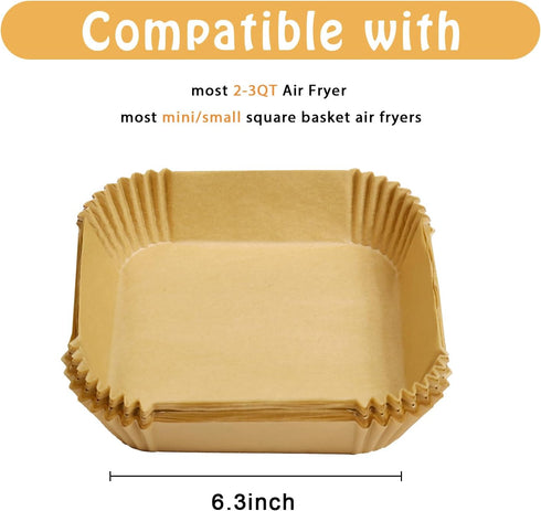 150 Pack Square Mini Air Fryer Liners for 2qt Air Fryer...