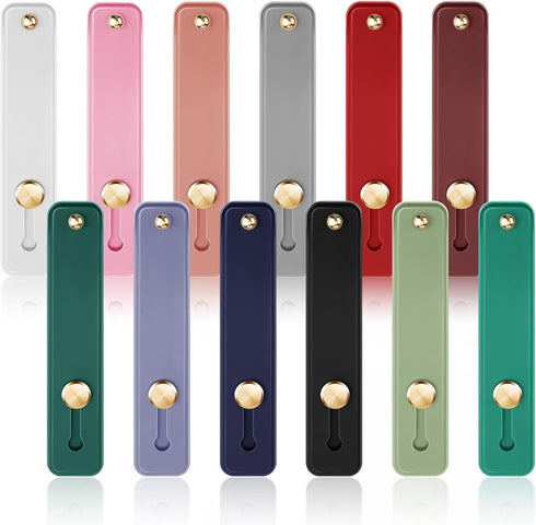 Weewooday 12 Pieces Phone Grip Strap Telescopic Finger Strap Bracket Portable Phone Finger Kickstand Strap Phone Grip Holder Silicone Mobile Phone...