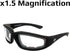 Birdz Eyewear Oriole Padded Safety Bifocal Motorcycle Glasses Black Frame Clear Lenses 1.5 Magnification Carry Bag...