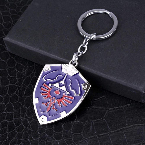 DeltaHalo | Link Shield Keychain Legend of Zelda Keyring |"Thin-Tin" Super Light Weight Metal Keychain (Blue), Small...