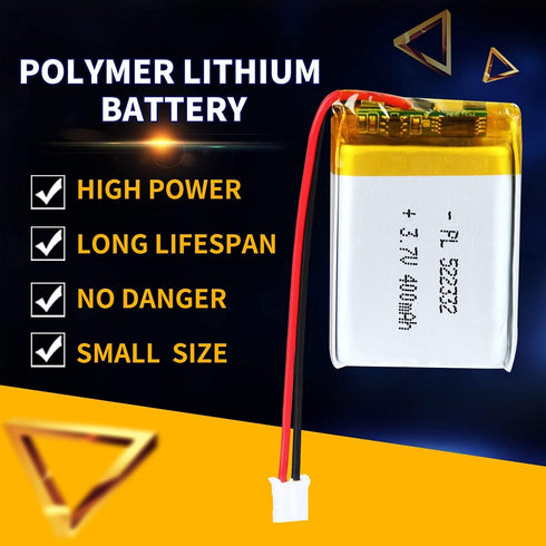3.7V 522332 400mAh Lipo battery Rechargeable Lithium Polymer ion Battery Pack with PH2.0mm JST Connector...
