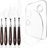 Set of 7, Acrylic Paint Palette and Palette Knife Painting SourceTon 2 Pieces with Thumb Hole Clear Paint Pallet and 5 Stainless Steel Wooden Hand...