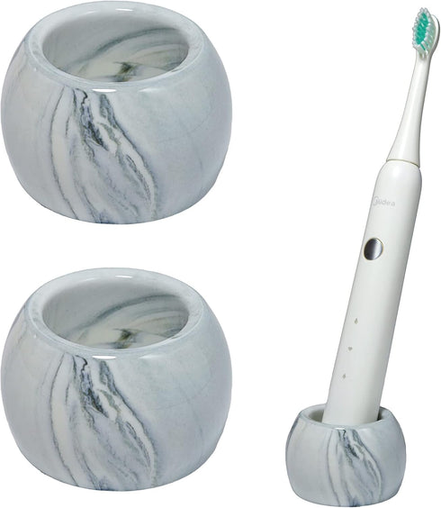 Small Ceramic Electric Toothbrush Holder Stand for Bathroom Vanity Countertop,Set of 2,Grey...