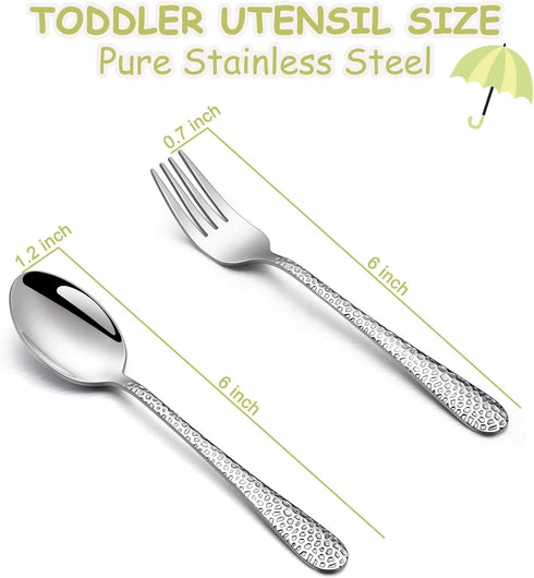TeamFar Child Utensils, Stainless Steel Kids Silverware Children Spoons & Forks for Self Feeding at Home & Preschool, Healthy, Mirror Polished & H...