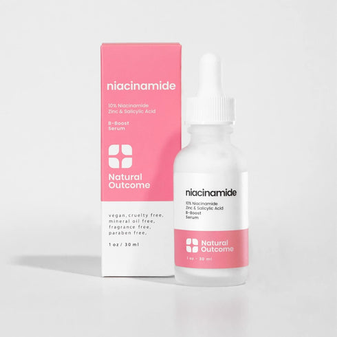 Niacinamide Serum for Face by Natural Outcome Skin Care, B-Boost Niacinamide 10% Plus Zinc 2% Salicylic Acid + Hyaluronic Acid, Acne Treatment + P...