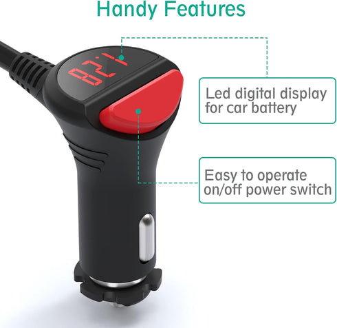 AUOPLUS 120W 3 Socket Cigarette Lighter Splitter Car Charger Adapter, LED Voltage Display Dual 4 USB Chargers(6.8A), Car Charger On/Off Switches 1...