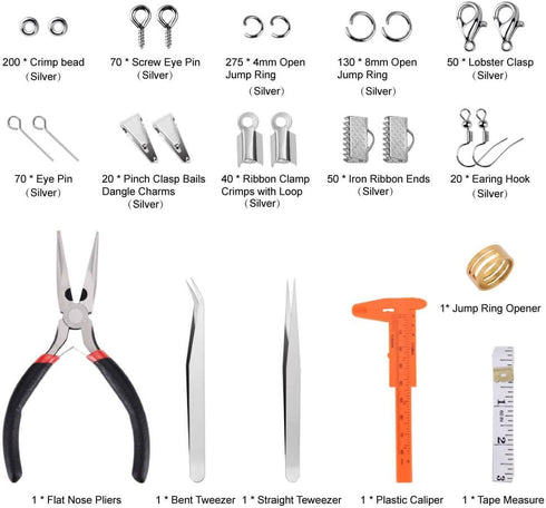PAXCOO Jewelry Making Supplies Kit - Jewelry Repair Tool with Accessories Jewelry Pliers Jewelry Findings and Beading Wires for Adults and Beginne...