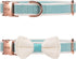 Dog Collar,Metal Buckle Pet Collar Suede Dog Collar Soft&Comfy Adjustable Pet Gift Collars with Bow for Small Medium Large Dogs (Small, Blue&White...