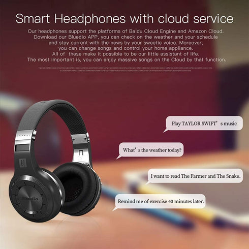Bluedio V5.0 Bluetooth Headphones Over Ear, Wireless Bluetooth On-Ear Stereo Earphones Noise Cancelling, Soft Memory-Protein Earmuffs, w/Mic (Blac...