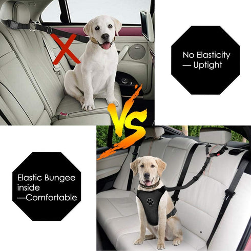 SlowTon Dog Seat Belt for Car, 2 Pack Dog Car Harness Seatbelt Adjustable with Elastic Bungee Buffer, 2 in 1 Pet Car Leash Headrest Restraint Dog ...