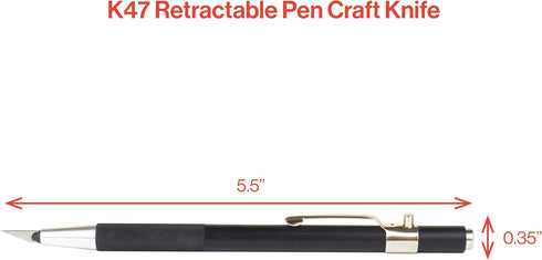Excel Blades Retractable K47 Pen Knife 2-Pack – Precision Craft Knife with #65 Angled Blade for Scrapbooking, Stencils & Detail Cutting – Lightwei...