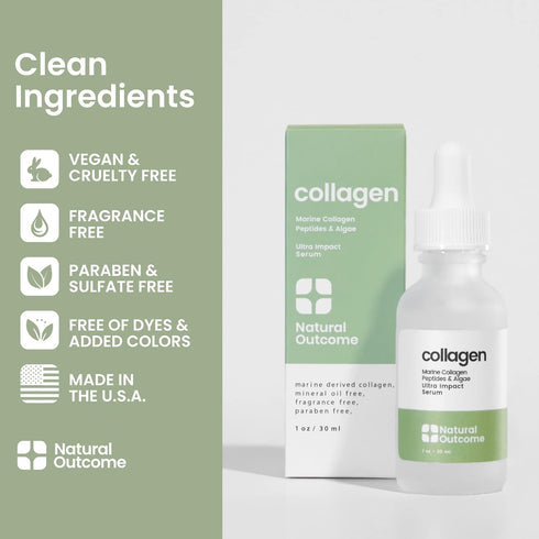 Collagen Serum For Face by Natural Outcome Skin Care - Ultra Impact Marine Collagen Peptides Serum for Face - Facial Moisturizer Anti Aging Serum ...