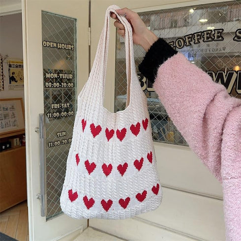 Women Crochet Tote Bag Cute Knit Shoulder Bag Aesthetic Purse Handbags for Shopping Travel Beach...