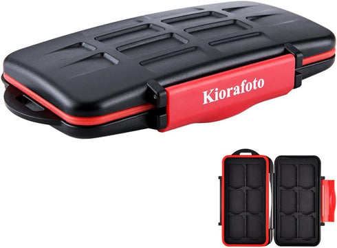 Kiorafoto 12 Slots SD SDHC SDXC Card Holder Case Professional Water-Resistant Anti-Shock Memory Card Storage Protector Wallet with Carabiner...