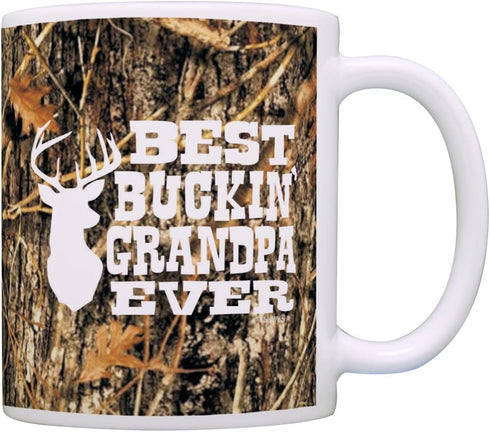 ThisWear Grandpa Gifts Hunting Camo Best Buckin' Grandpa Ever Gift 11oz Ceramic Coffee Mug with Handle Camo...