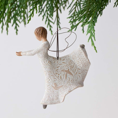 Willow Tree Dance of Life Hanging Ornament, Angel Figurine in Cream, Resin, Metal, Intricate Life-Themed Carvings, Multiple Occasions...
