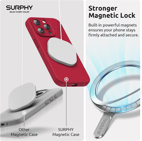 SURPHY Designed for iPhone 15 Pro Max Case Compatible with MagSafe (6.1 inch 2023), with 2 Pack Screen Protector, Liquid Silicone Phone Case (Came...