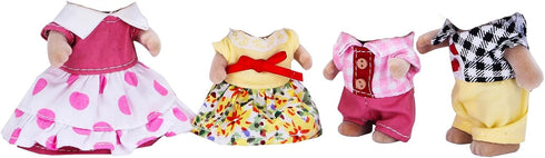 E-TING Family Set, Sweet Mother-Daughter Cool Father-Son Family Dress Up Set for 3-Inch and 2.25-inch Figure Town Series...