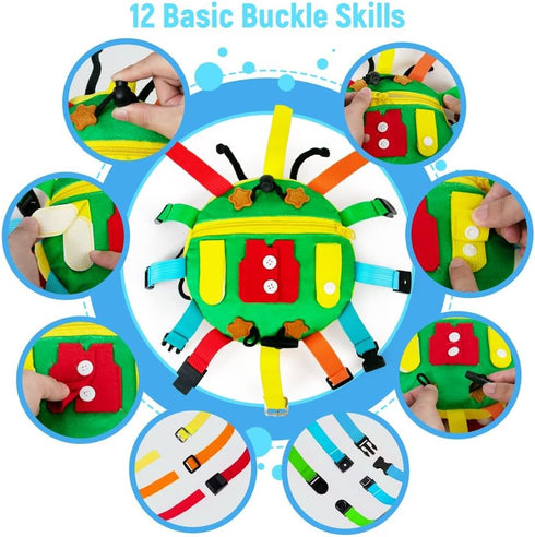 Sensory Buckle Pillow Toys, Travel Essential Toy for Toddler 1-3, Montessori Toys Fine Motor Skills Busy Toys, Sensory Fidget Toys for Autistic Ch...