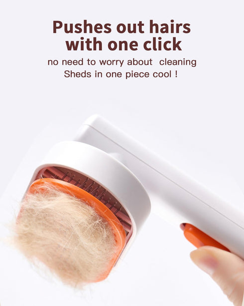 Self Cleaning Slicker Brush for pet, Dog Hair Grooming Brush with Release Button, Indoor Cat Hair Shedding Tool, Stainless Steel Bristle Soft Rubb...
