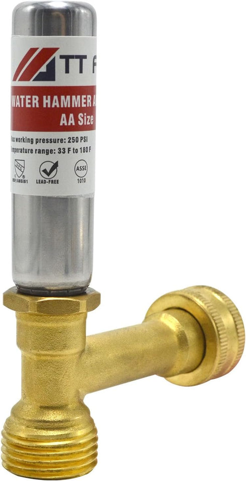 Stainless Steel Water Hammer Arrestor 3/4 Inch Swivel FHT x 3/4 Inch MHT For Washing Machine and garden hose water pipe...