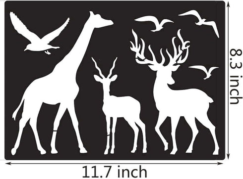 12PCS Animal Plastic Stencils Reusable Journaling Drawing Template for Children Creation, Painting Education, School Projects, Scrapbooking, Kids ...