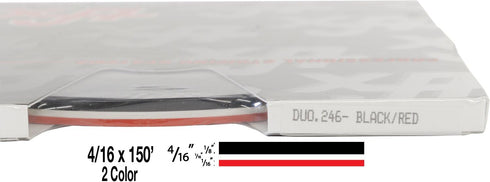 Universal Duo-Tone 0204246 - Auto Customizing 2 Color Dual Pinstripe - 4/16" x 150' (1/8” Stripe, 1/16" Gap, Then 1/16” Stripe) - 246-Black/Red...