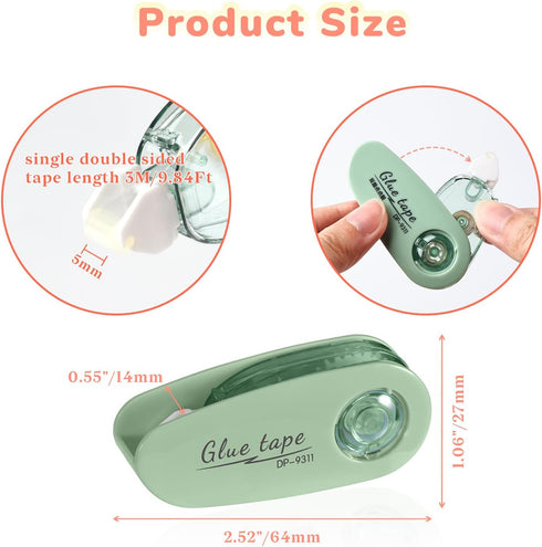 4Pcs Double Sided Tapes, Adhesive Glue Tape Roller for Scrapbooking Supplies, Dispenser Runner for Craft (Morandi 4-Piece)...